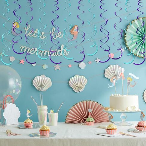 24 PCS Gold Foil Hanging Swirl, Sparkle Ceiling Hanging Decorations, Plastic Streamer Party Decorations, Swirl Decorations with Double-Swirls and Single-Swirls for Birthday, Baby Shower, Christmas in Saudi Arabia