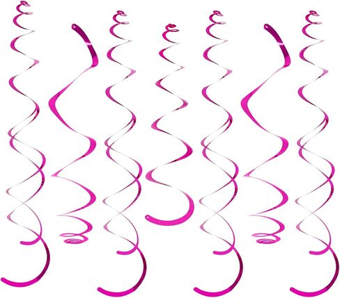 24 PCS Gold Foil Hanging Swirl, Sparkle Ceiling Hanging Decorations, Plastic Streamer Party Decorations, Swirl Decorations with Double-Swirls and Single-Swirls for Birthday, Baby Shower, Christmas in Saudi Arabia