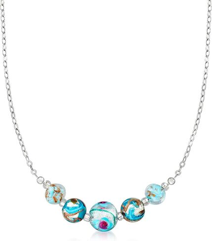 Ross-Simons Italian Multicolored Murano Glass Bead Necklace in Sterling Silver. 18 inches in Saudi Arabia