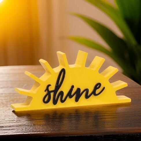 The Bridge Collection Sunshine Wood Block Sign Sun Sunny Decoration Bright Yellow Farmhouse Decor in Saudi Arabia