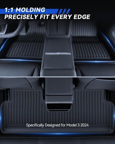 سجادات أرضية لسيارة Tesla Model 3 Highland 2024، 3 قطع من بطانات أرضية TPE مقاومة للانزلاق ومقاومة للماء لجميع الأحوال الجوية لطراز التحديث الجديد 3 من الملحقات الداخلية للسيارة in Kuwait