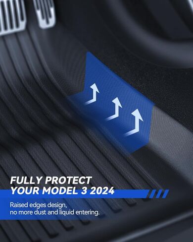 سجادات أرضية لسيارة Tesla Model 3 Highland 2024، 3 قطع من بطانات أرضية TPE مقاومة للانزلاق ومقاومة للماء لجميع الأحوال الجوية لطراز التحديث الجديد 3 من الملحقات الداخلية للسيارة in Kuwait
