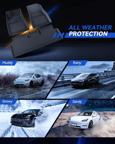 سجادات أرضية لسيارة Tesla Model 3 Highland 2024، 3 قطع من بطانات أرضية TPE مقاومة للانزلاق ومقاومة للماء لجميع الأحوال الجوية لطراز التحديث الجديد 3 من الملحقات الداخلية للسيارة in Kuwait