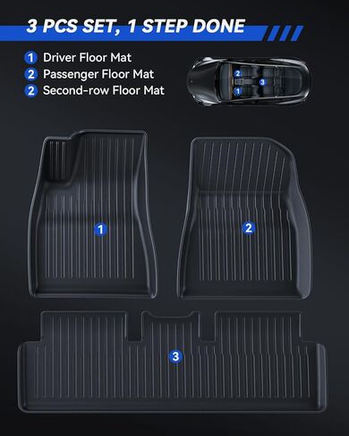 سجادات أرضية لسيارة Tesla Model 3 Highland 2024، 3 قطع من بطانات أرضية TPE مقاومة للانزلاق ومقاومة للماء لجميع الأحوال الجوية لطراز التحديث الجديد 3 من الملحقات الداخلية للسيارة in Kuwait