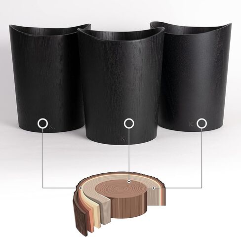 صندوق نفايات الورق من الخشب الحقيقي Börje | سلة ورقية خشبية للمكتب وغرفة الأطفال وغرفة النوم والمزيد | 9 لتر / 2.4 جالون | اوك بلاك in Kuwait