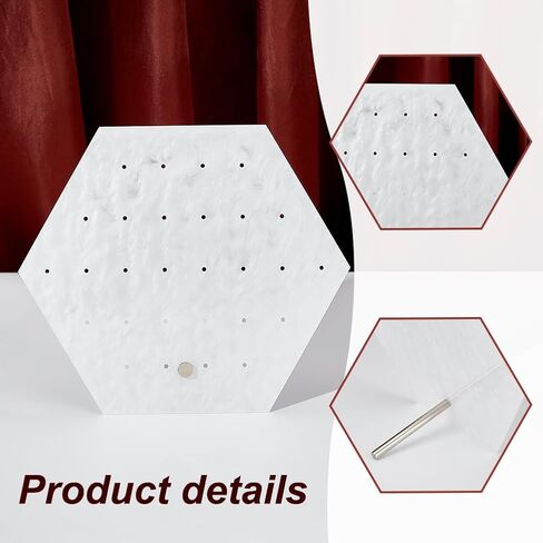 PH PandaHall 2pcs 28-Hole Earring Display Stands White Acrylic Earring Organizer Holder Hexagon Jewelry Display Props for Showcase Store Marketing Small Business Dangle Ear Studs 2.8x1.4x6.7 inch in Saudi Arabia