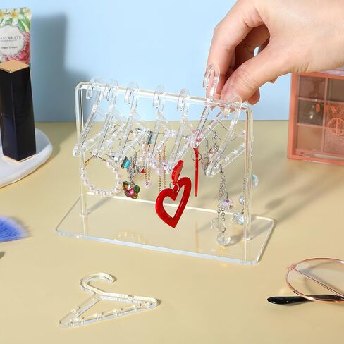 Lusofie Earring Holder Organizer Earring Hanger Rack with Mini Hangers Acrylic Earring Holder Earring Display for Stud Earrings & Hoop Earrings(Rose gold) in Saudi Arabia