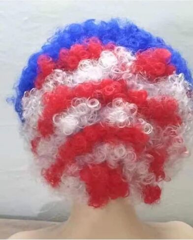 Brazil National Flag Short Curly Wig 2022 World Cup Short Curly Flag Wig Fans Cheer Supplies, 1.0 Count in Saudi Arabia