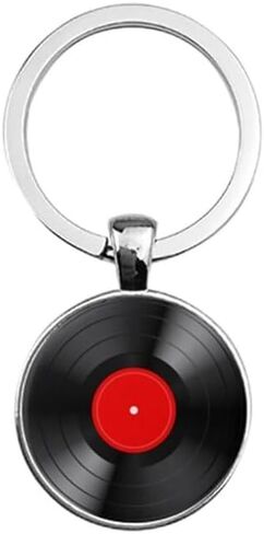 Art Attack Retro Vinyl Record Album Keychain, Music Recording Player Pendant Charm Key Chain Ring (Silver) in Saudi Arabia