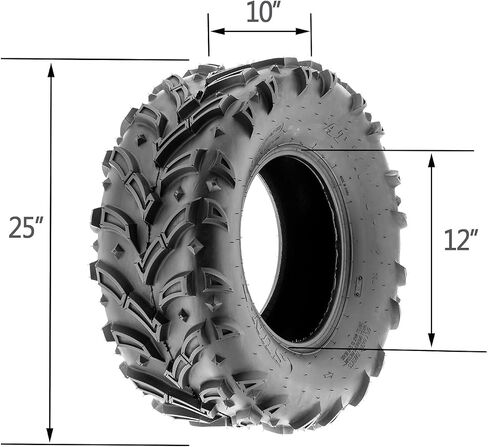 إطارات 25x10-12 6PR ATV - لجميع التضاريس، الطرق الوعرة، UTV، مجموعة من 2، بدون أنبوب in Kuwait