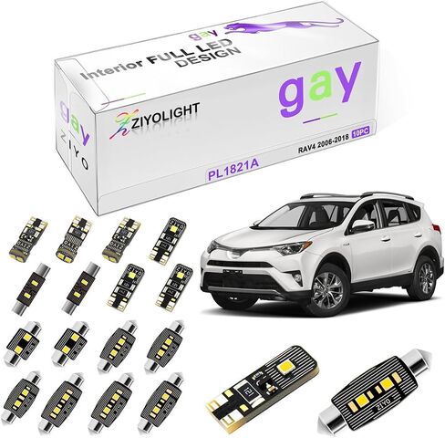 PL1821A - مجموعة مصابيح داخلية LED بديلة لسيارة Toyota RAV4 2006-2018 + حزمة مصابيح لوحة الترخيص، ترقية مصابيح القبة البيضاء (RAV4 2006-2018 (10 مصابيح)) in Kuwait