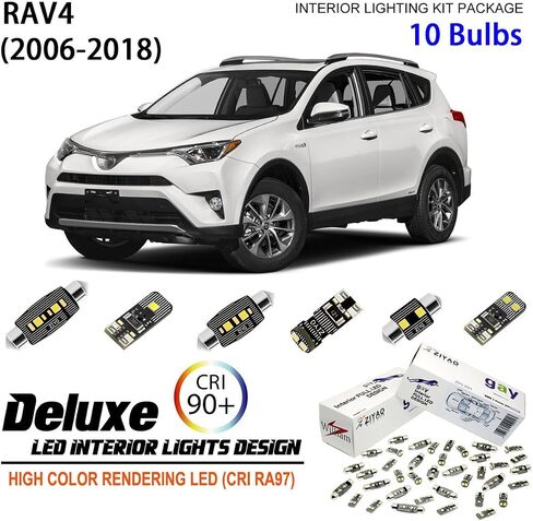 PL1821A - مجموعة مصابيح داخلية LED بديلة لسيارة Toyota RAV4 2006-2018 + حزمة مصابيح لوحة الترخيص، ترقية مصابيح القبة البيضاء (RAV4 2006-2018 (10 مصابيح)) in Kuwait