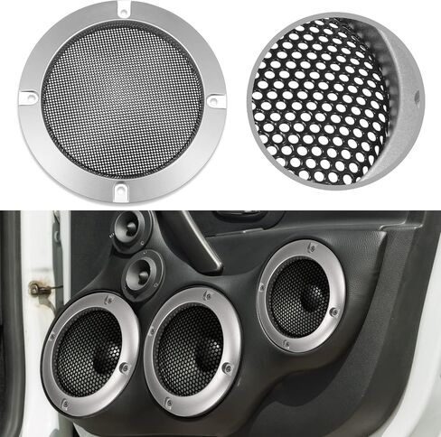 X AUTOHAUX 3" Speaker Grille Cover Mesh Trim Round Subwoofer Grille Horn Protective Guard Silver Tone Car Auto Stereo Accessories in Saudi Arabia