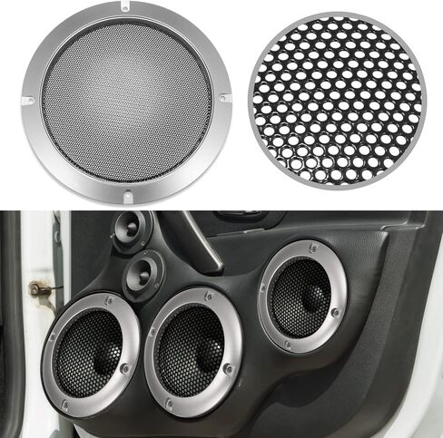 X AUTOHAUX 3" Speaker Grille Cover Mesh Trim Round Subwoofer Grille Horn Protective Guard Silver Tone Car Auto Stereo Accessories in Saudi Arabia