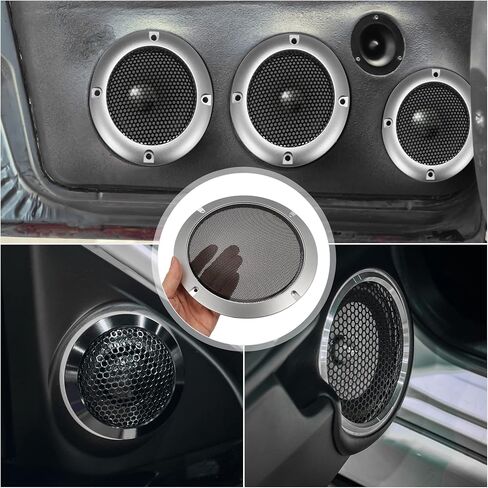 X AUTOHAUX 3" Speaker Grille Cover Mesh Trim Round Subwoofer Grille Horn Protective Guard Silver Tone Car Auto Stereo Accessories in Saudi Arabia