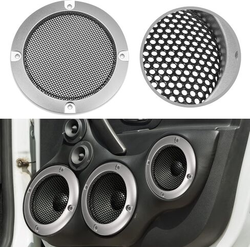 X AUTOHAUX 3" Speaker Grille Cover Mesh Trim Round Subwoofer Grille Horn Protective Guard Silver Tone Car Auto Stereo Accessories in Saudi Arabia