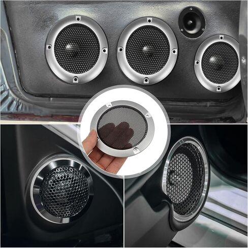 X AUTOHAUX 3" Speaker Grille Cover Mesh Trim Round Subwoofer Grille Horn Protective Guard Silver Tone Car Auto Stereo Accessories in Saudi Arabia