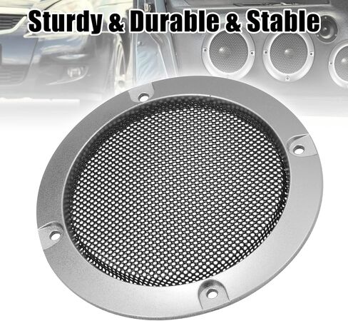 X AUTOHAUX 3" Speaker Grille Cover Mesh Trim Round Subwoofer Grille Horn Protective Guard Silver Tone Car Auto Stereo Accessories in Saudi Arabia
