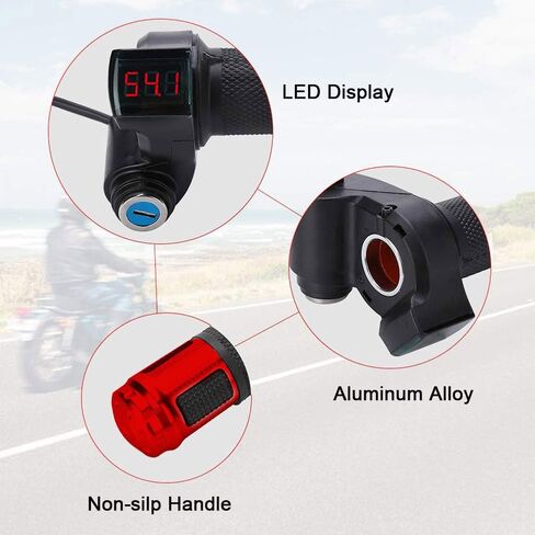 CDIYTOOL 1Pair E-Bike Throttle Grip with LCD Battery Voltage Display Key Knock, Universal Electric Bicycle Scooter Wire Twist Throttle Grip in Saudi Arabia