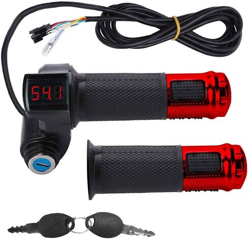 CDIYTOOL 1Pair E-Bike Throttle Grip with LCD Battery Voltage Display Key Knock, Universal Electric Bicycle Scooter Wire Twist Throttle Grip in Saudi Arabia