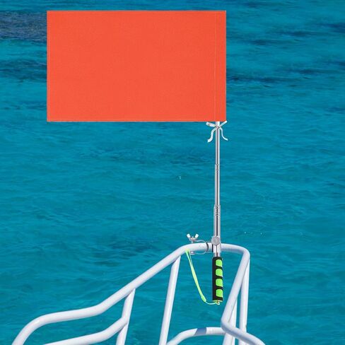 Orange Boat Flag 63 Inch Adjustable Hand-Held Flagpole, Durable Water Ski Flag with Stable Holder and Boat Flag Pole Boat Safety Flag Skier Down Flag for Swimmers Surfer Safety Equipment in Saudi Arabia