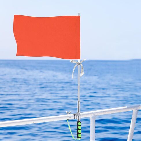 Orange Boat Flag 63 Inch Adjustable Hand-Held Flagpole, Durable Water Ski Flag with Stable Holder and Boat Flag Pole Boat Safety Flag Skier Down Flag for Swimmers Surfer Safety Equipment in Saudi Arabia