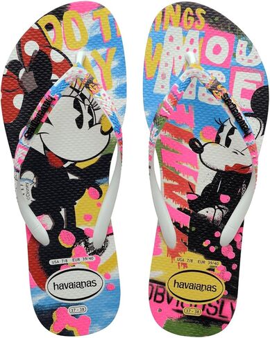 Havaianas Womens Disney Slim Stylish Minnie Mouse Flip Flop Sandal, White, Size 7/8 in Saudi Arabia