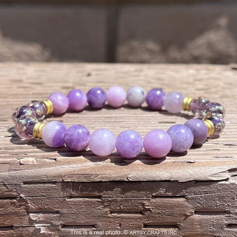 ARTSY Crafts Glow in the Dark Firefly Beads + Gemstone Beads Bracelets, 8mm Natural Crystal Stone Beaded Bracelets for Women Anti Anxiety Healing Energy Money Wealth Prosperity Abundance Luck Feng Shui Chakra Grounding in Saudi Arabia