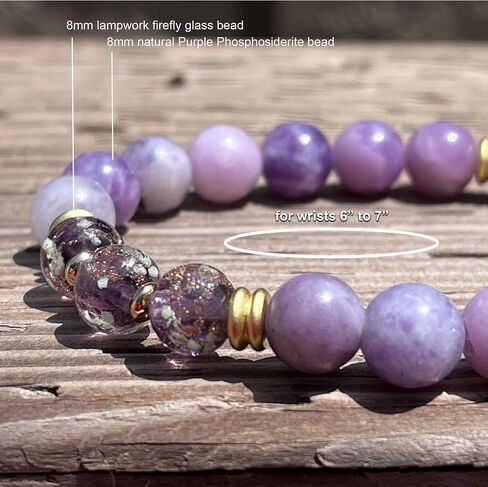 ARTSY Crafts Glow in the Dark Firefly Beads + Gemstone Beads Bracelets, 8mm Natural Crystal Stone Beaded Bracelets for Women Anti Anxiety Healing Energy Money Wealth Prosperity Abundance Luck Feng Shui Chakra Grounding in Saudi Arabia