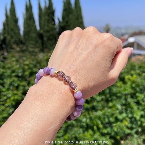 ARTSY Crafts Glow in the Dark Firefly Beads + Gemstone Beads Bracelets, 8mm Natural Crystal Stone Beaded Bracelets for Women Anti Anxiety Healing Energy Money Wealth Prosperity Abundance Luck Feng Shui Chakra Grounding in Saudi Arabia