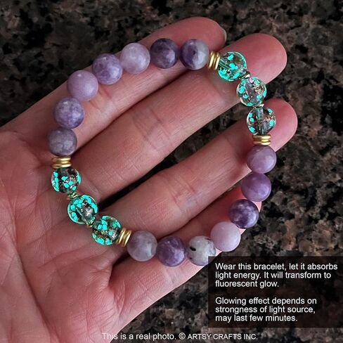 ARTSY Crafts Glow in the Dark Firefly Beads + Gemstone Beads Bracelets, 8mm Natural Crystal Stone Beaded Bracelets for Women Anti Anxiety Healing Energy Money Wealth Prosperity Abundance Luck Feng Shui Chakra Grounding in Saudi Arabia