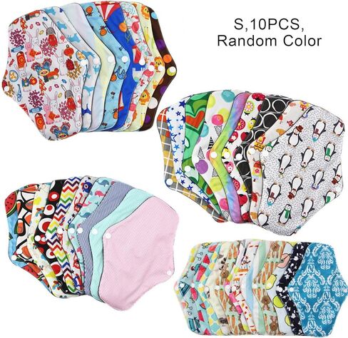 فوط الحيض القابلة لإعادة الاستخدام، بطانات اللباس الداخلي النسائية القابلة للغسل طوال الليل، وسادات قماش الخيزران، مجموعة وسادات صحية كبيرة (الحجم: 18 × 18 سم، 10 قطع) in Kuwait