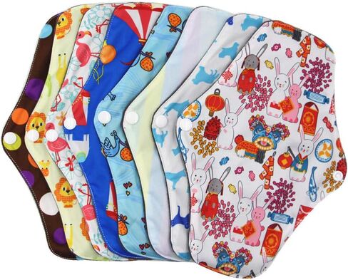 فوط الحيض القابلة لإعادة الاستخدام، بطانات اللباس الداخلي النسائية القابلة للغسل طوال الليل، وسادات قماش الخيزران، مجموعة وسادات صحية كبيرة (الحجم: 18 × 18 سم، 10 قطع) in Kuwait