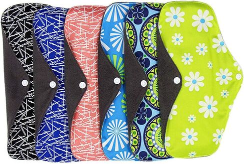 فوط الحيض القابلة لإعادة الاستخدام، بطانات اللباس الداخلي النسائية القابلة للغسل طوال الليل، وسادات قماش الخيزران، مجموعة وسادات صحية كبيرة (الحجم: 18 × 18 سم، 10 قطع) in Kuwait