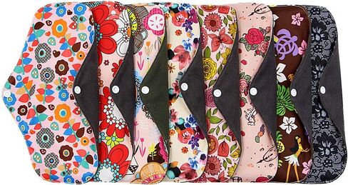 فوط الحيض القابلة لإعادة الاستخدام، بطانات اللباس الداخلي النسائية القابلة للغسل طوال الليل، وسادات قماش الخيزران، مجموعة وسادات صحية كبيرة (الحجم: 18 × 18 سم، 10 قطع) in Kuwait