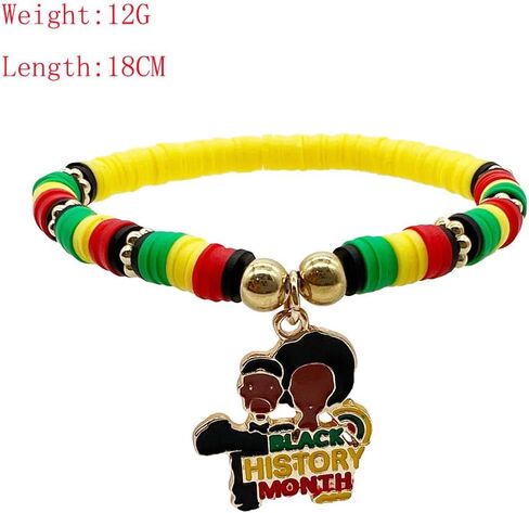 Holiday Heishi Surfer Bracelet Set for Women Girl Rainbow Pride Month Cinco De Mayo Juneteenth Independence Day Beaded Stretch Bracelet Polymer Clay Stackable Charm Bracelets Y2k Jewelry in Saudi Arabia