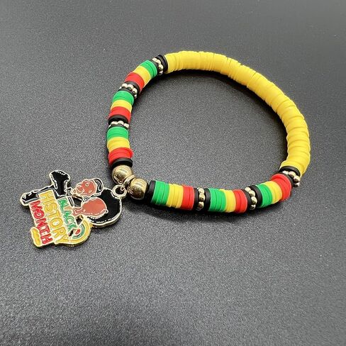 Holiday Heishi Surfer Bracelet Set for Women Girl Rainbow Pride Month Cinco De Mayo Juneteenth Independence Day Beaded Stretch Bracelet Polymer Clay Stackable Charm Bracelets Y2k Jewelry in Saudi Arabia