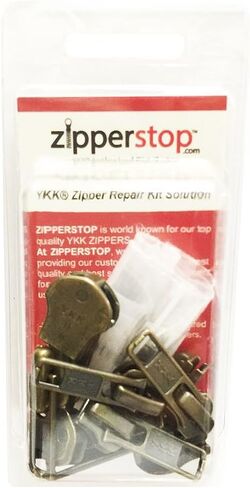 YKK Zipper Repair Kit Solution 8 Sets Assorted 4 of #5, 2 of #7 and 2 of #10 Included Top & Bottom Stops Made in USA Antique Auto Lock Sliders, Black in Saudi Arabia