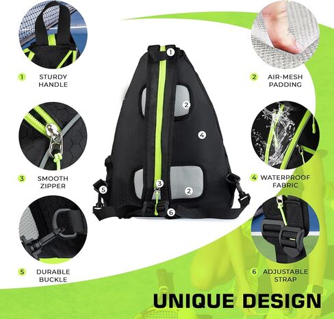 Overmont Pickleball Bag - Pickleball Sling Bags for Women Men - Adjustable Pickleball Paddle Bag - Pickleball Backpack with Fence Hook/Water Bottle Holder - Large Unisex Pickleball Gear Bag in Kuwait