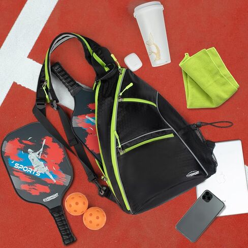 Overmont Pickleball Bag - Pickleball Sling Bags for Women Men - Adjustable Pickleball Paddle Bag - Pickleball Backpack with Fence Hook/Water Bottle Holder - Large Unisex Pickleball Gear Bag in Kuwait