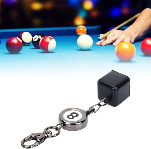 Billiards Pool Cue Chalk Holder, Portable Black Retractable Billiards Snooker Pool Cue Chalk Holder Drawing Key Ring, 1.02 x 1.02 x 5.12inch in Saudi Arabia
