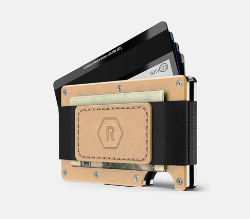 محفظة ريدج للرجال، محفظة نحيفة للرجال - رقيقة مثل السكة، جماليات بسيطة، تحمل ما يصل إلى 12 بطاقة، آمنة RFID، كتل قارئ الرقائق، محفظة جلدية مع حزام للنقود in Kuwait