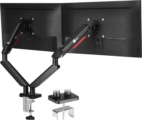 SIIG Dual Monitor Arm Stand for Desk - Fully Adjustable Gas Spring Mount Holds 22 lbs and 13-32 Inch Screens, VESA 75x75 100x100 with C-Clamp & Grommet (CE-MT3Y11-S1) in Saudi Arabia