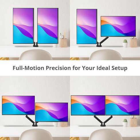 SIIG Dual Monitor Arm Stand for Desk - Fully Adjustable Gas Spring Mount Holds 22 lbs and 13-32 Inch Screens, VESA 75x75 100x100 with C-Clamp & Grommet (CE-MT3Y11-S1) in Saudi Arabia