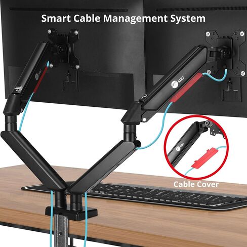 SIIG Dual Monitor Arm Stand for Desk - Fully Adjustable Gas Spring Mount Holds 22 lbs and 13-32 Inch Screens, VESA 75x75 100x100 with C-Clamp & Grommet (CE-MT3Y11-S1) in Saudi Arabia