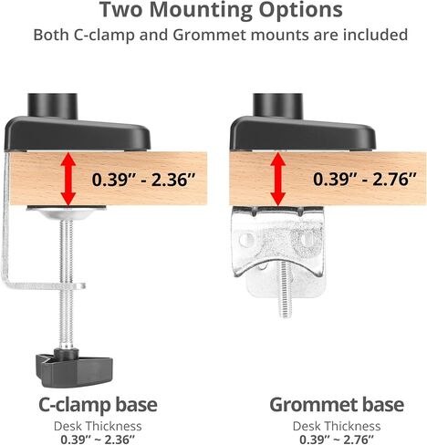 SIIG Dual Monitor Arm Stand for Desk - Fully Adjustable Gas Spring Mount Holds 22 lbs and 13-32 Inch Screens, VESA 75x75 100x100 with C-Clamp & Grommet (CE-MT3Y11-S1) in Saudi Arabia