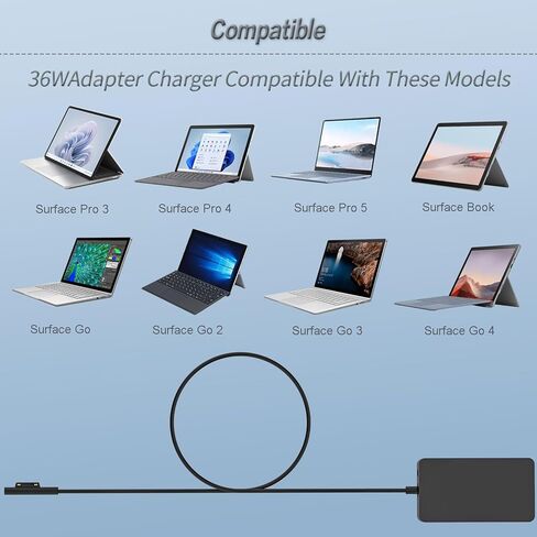 شاحن Surface Pro 3 بقدرة 36 ​​وات 12 فولت 2.58 أمبير متوافق مع Microsoft Surface Pro 5/4 i5 i7 Surface Go 1/2/3/4 Surface Book Model 1625 شاحن محول إمداد الطاقة للكمبيوتر المحمول in Kuwait