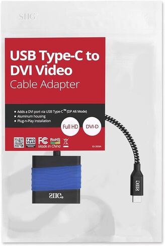 محول SIIG USB من النوع C إلى DVI - وضع بديل Thunderbolt 3 DisplayPort متوافق مع MacBook Pro وGoogle Chromebook Pixel والمزيد (CB-TC0711-S1) in Saudi Arabia