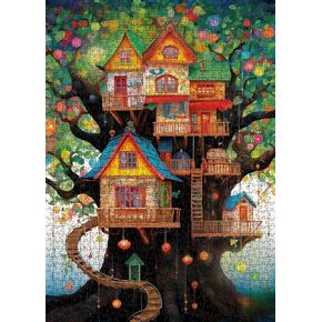 Tree House Puzzles Art Puzzle for Adults 1000 Pieces, Colorful Plant Painting Jigsaw Puzzles Fantasy Tree of Life Puzzles, Challenging Hard Nature Puzzles for Adults Home Decor