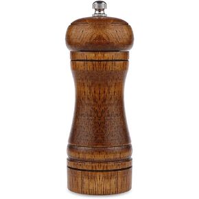 Pepper Grinder - 5 inch Pepper Mill Pepper Grinder Refillable Oak Salt and Pepper Grinder Set Sea Salt grinder Ceramic Pepper Mill Grinder Adjustable Rough Grinder